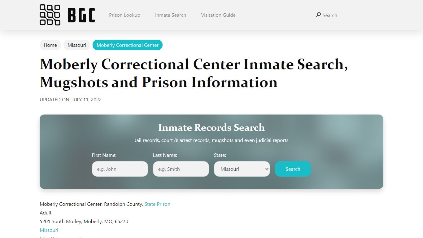 Moberly Correctional Center Inmate Search, Mugshots , Visitation, Phone ...