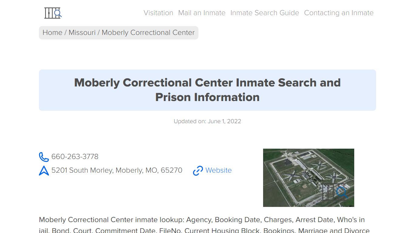 Moberly Correctional Center Inmate Search, Visitation, Phone no ...